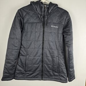 NWOT Columbia Womens Gray LongSleeve Zipper Hooded Quilted Jacket Size Medium